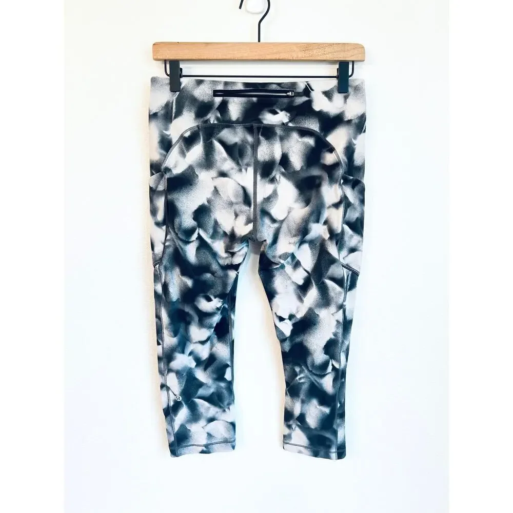 Lululemon Speed Up Crop 21" Blush Blossom Alpine White Black Women's 8 - Picture 5 of 8
